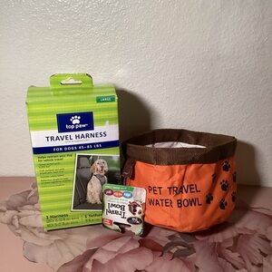 Top Paw Black Reflective Travel Harness for Dogs & Travel Water Bowl